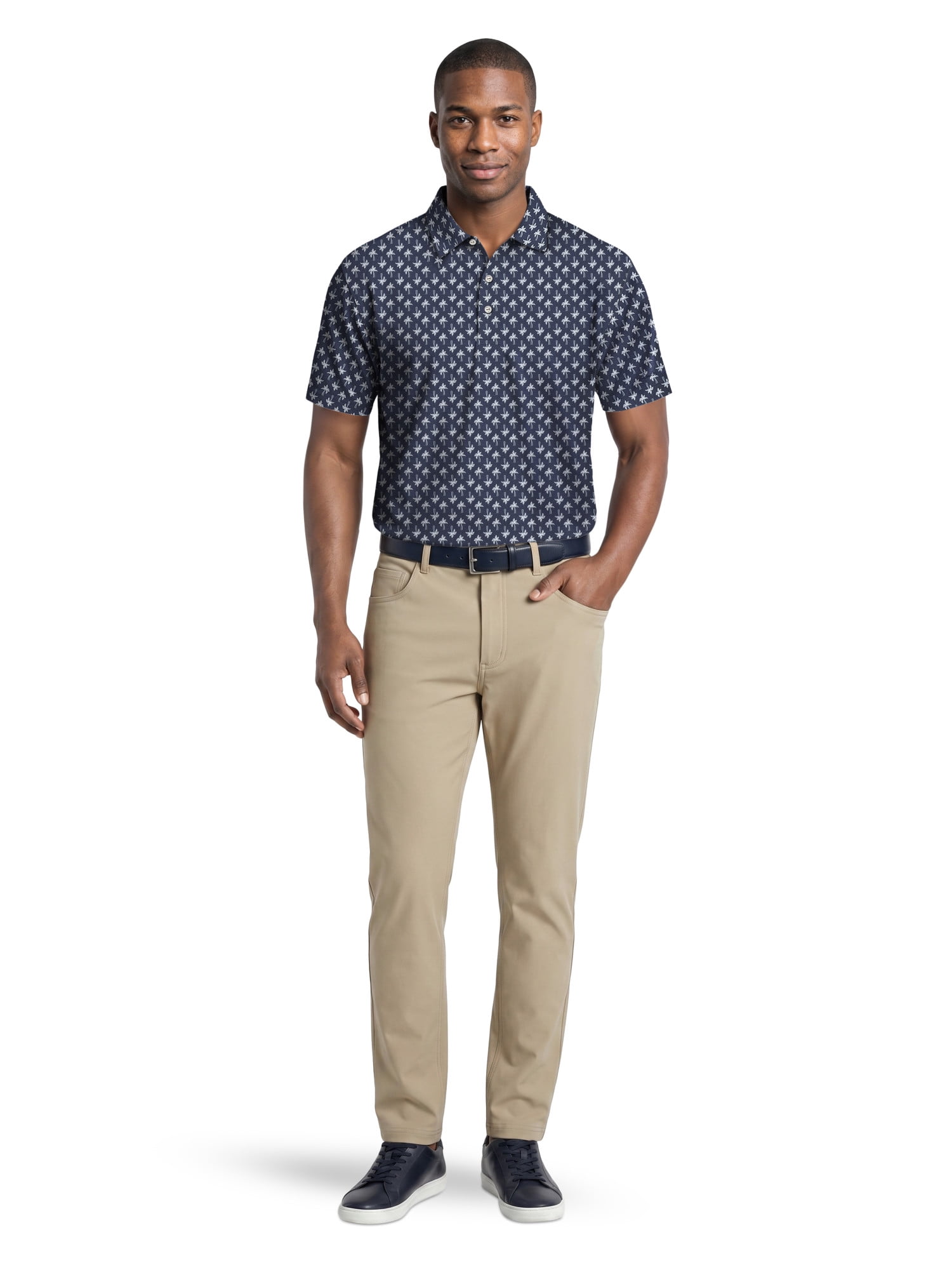 Ben Hogan Performance Men’s & Big Men's Heathered Palm Short Sleeve Golf Polo Shirt, Sizes S-4XLT