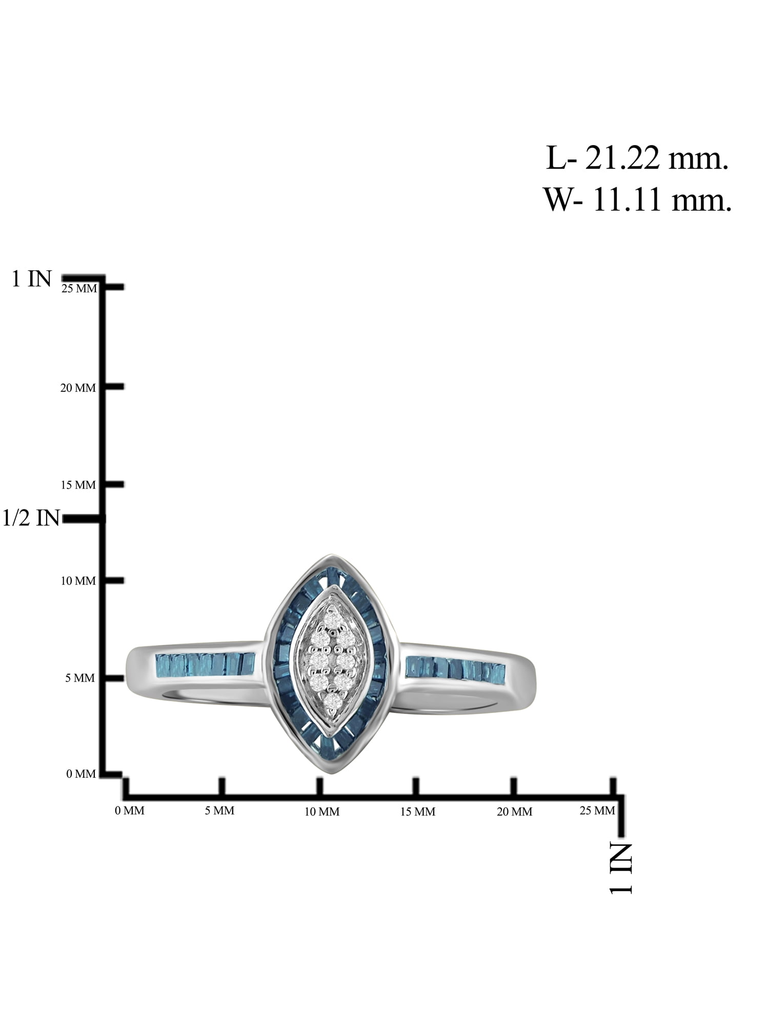 JewelersClub Sterling Silver 1/4 Carat Blue & White diamond Marquise Ring for Women | Diamonds for Everyday Womens Wear