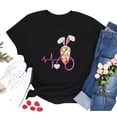 thumbnail image 2 of Hauts d'Été pour Femmes 2023 T-shirt Col Rond Imprimé Lapin Manches Courtes Décontracté Ample Blouse de Pâques, 2 of 4