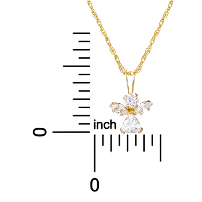 Brilliance Fine Jewelry Girl's 14K Yellow Gold CZ Angel Pendant