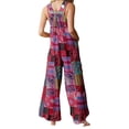 thumbnail image 3 of Mono con tirantes y botones estampados de patchwork de estilo étnico para mujer., 3 of 6