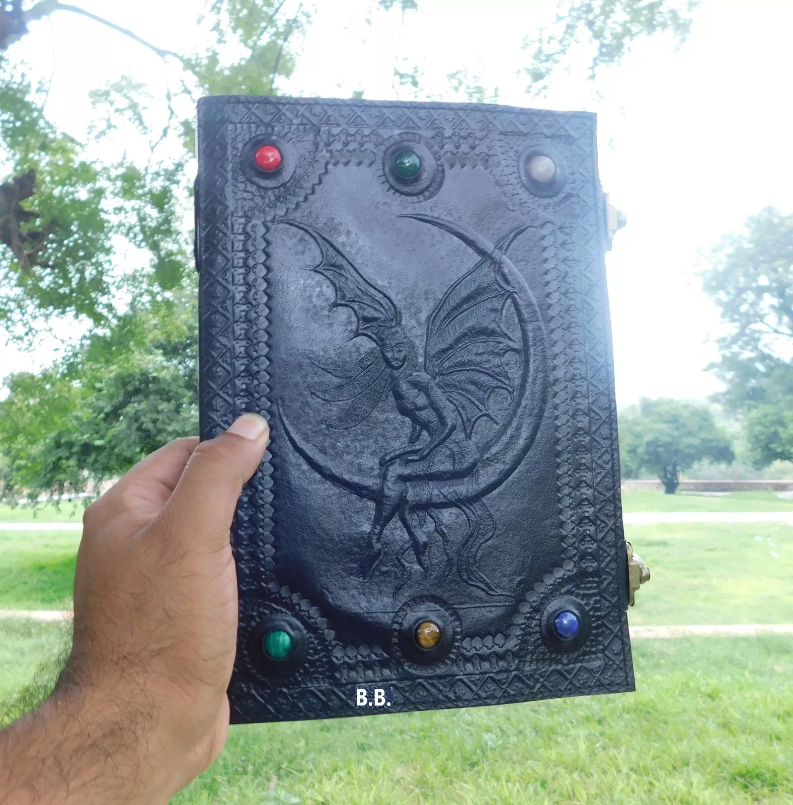 Handcrafted Embossed Design Vintage Leather Bound Journal Fairy Grimoire Book of Shadow Diary Blank Notebook For Men & Women