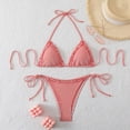 thumbnail image 2 of Glisme Red Bikini Sets For Women Striped Bikini Plunging Triangle Top And Tied Back Bottoms For Swimwear For Family Vacation, 2 of 4