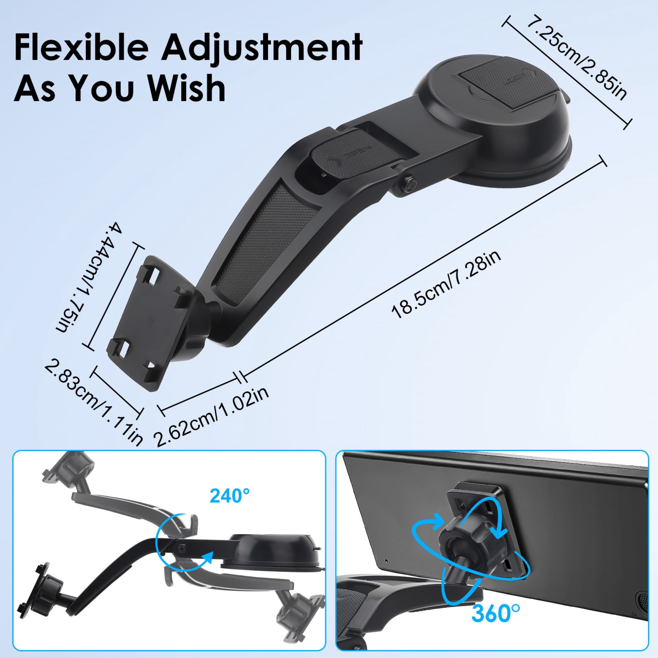 Suction Cup CarPlay Screen Mount, EEEkit 360° Adjustable Windshield Dashboard Car Display Holder Fit for 7" 9" 10.26" CarPlay Screen, Android Auto Monitor, GPS
