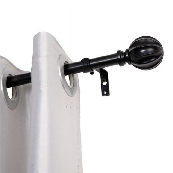 0.75 in. Single Decorative Drapery Adjustable Curtain Rods for Windows 48 to 86 in. - Black
