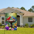 thumbnail image 2 of JOOCAR Linen Garden Flag with Birds on Birdbath for Spring Summer Home Outdoor Garden Yard Door Decor 12x18 inch, 2 of 4