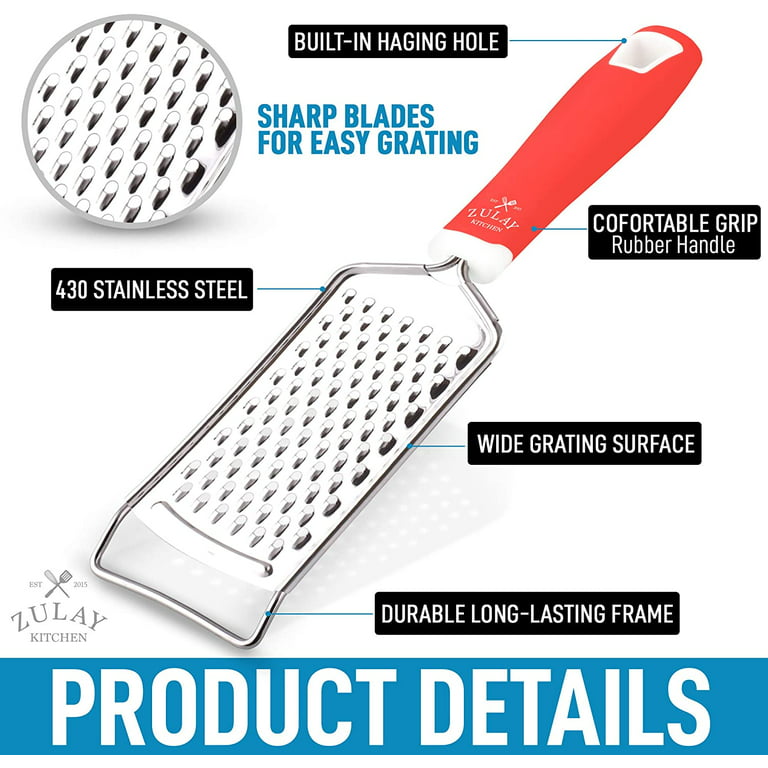 Flat Steel Grater Handheld Plastic Dishwasher Safe - Progressive Cute Hand  Held Stainless Grater for Kitchen Commercial Graters