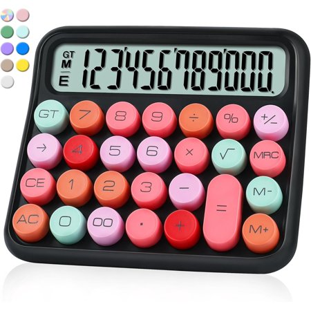 Mechanical Calculator 12 Digit Desk Calculator with Extra Large 5" LCD Display, Big Easy-Press Buttons, 15° Tilted Screen, Office & School Desktop Calculator