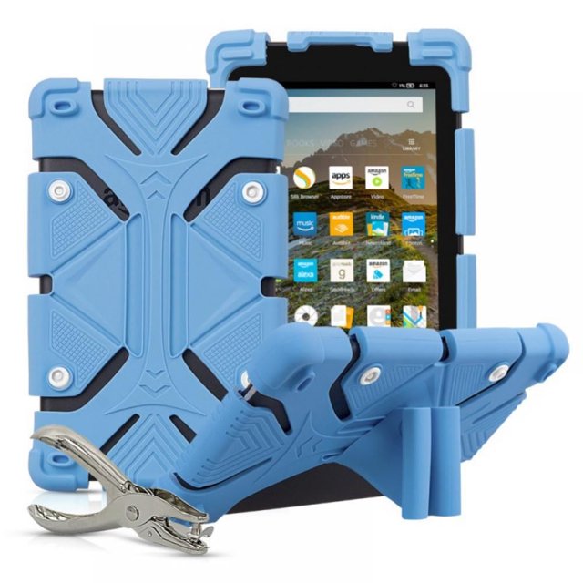 Tablet Case for All-New Amazon Fire HD 8 Tablet (7th and 8th Generation 2017 and 2018 Release) - Heavy Duty Silicone case and Sound-Amplification Feature Cover