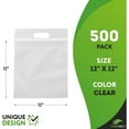 thumbnail image 2 of PUREVACY Die Cut Zipper Bags 12" x 12", Pack of 500 Clear Ba, 2 of 6