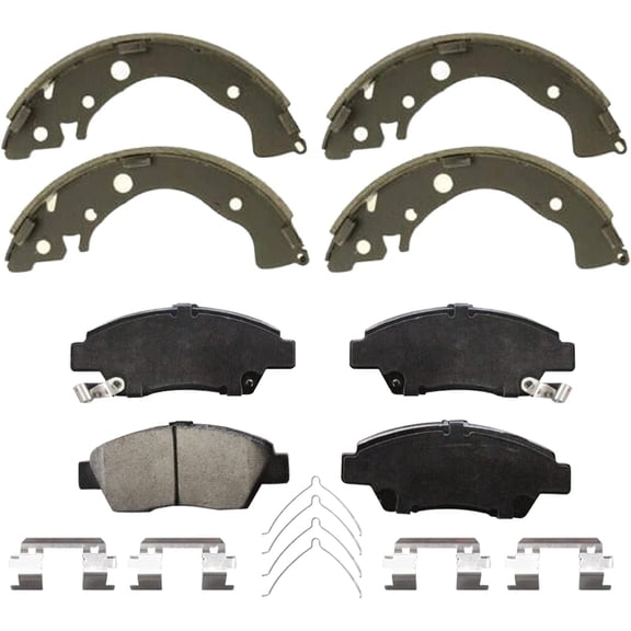 Detroit Axle - 4pc Brake Kit for Honda Fit, Front Ceramic Brake Pads Rear Brake Shoes 2009 2010 2011 2012 2013 2014 2015 2016 2017 2018 2019 2020 Replacement