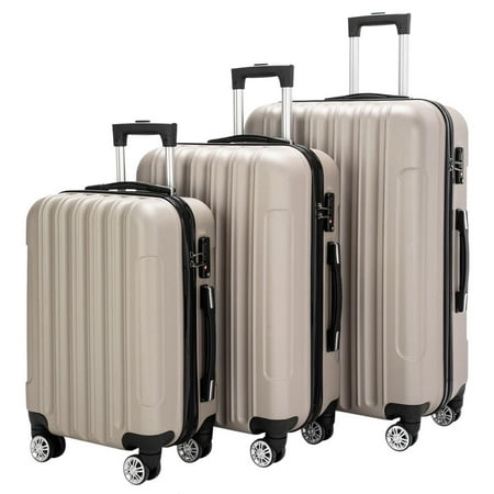 Zimtown 3-Piece Nested Spinner Suitcase Luggage Set with TSA Lock  Champagne