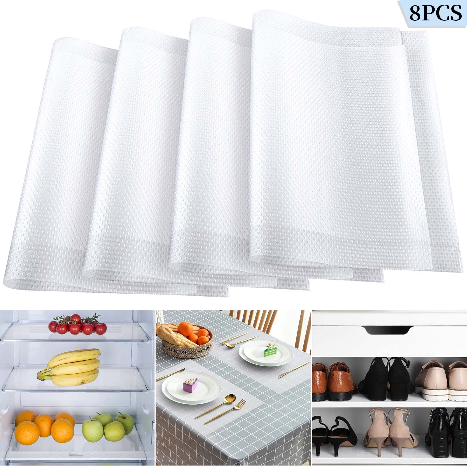 8 Pack Fridge Liner Refrigerator Shelf Liners Mats for Glass Shelves