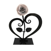 BNNG Gift Hand-Forged Wrought Iron Red Metal Rose with Heart - Shaped Stand - Rustic Heart Wall Decor Art Decor for Outdoor Garden Yard Home Living Room Bedroom Wedding Decoration, 7.8 in