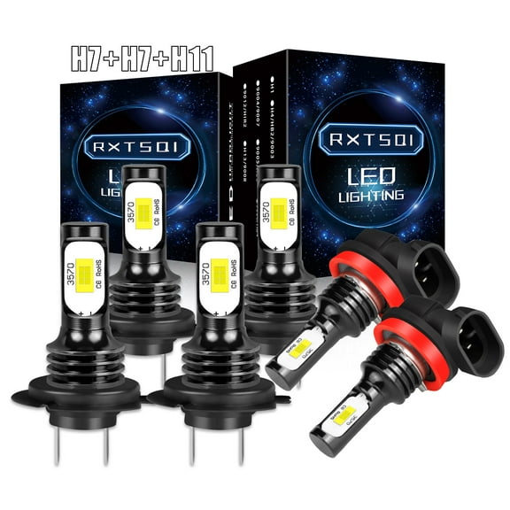 For BMW 325i 325xi 330xi 2002-2006-6x Car Light 6000K H7 H7 LED Headlight   H11 Fog Light Bulbs Combo Kit