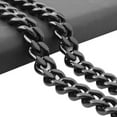 thumbnail image 3 of Heavy Black Tone Stainless Steel 15mm Curb Cuban Link Chain Necklace Bracelet, 3 of 5