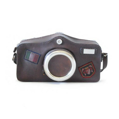 Pratesi Unisex Italian Leather Bruce Photo Camera Shaped Crossbody Shoulder Bag in Cow (Best Italian Leather Bags)