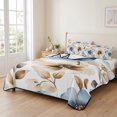 thumbnail image 2 of Twin Quilt Set 68''x86'', Blue Brown Spring Floral Lightweight Summer Bedspread Coverlet Set with 2 Pillow Shams, Summer Botanical Watercolor Breathable All Season Quilt Bedding for Dorm/Bedroom, 2 of 9
