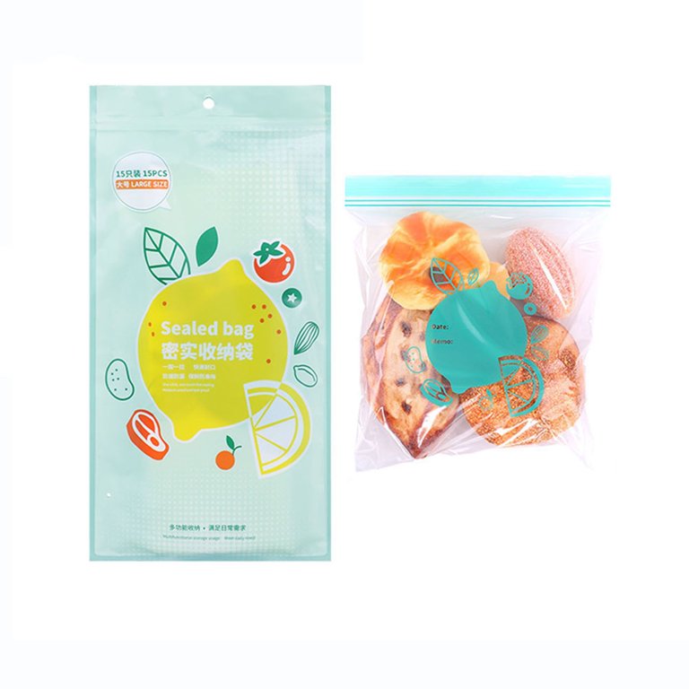 Double Chain Press Seal Freezer Food Storage Plastic Bags On-and-Go Snack  Bags