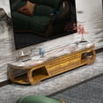 thumbnail image 1 of Ebony leather sofa European solid wood carved villa head floor cowhide light luxury new Chinese living room My Lux Decor Round, 1 of 18
