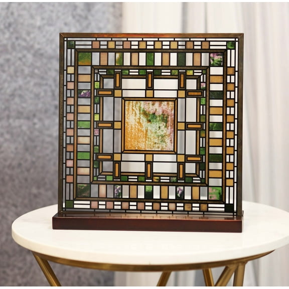 Frank Lloyd Wright Martin House Pier Laylight Stained Glass Wall Desktop Plaque