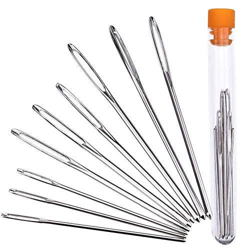 YINGKESI 9 Large Eye Stitching Needles - 3 Sizes - Big Eye Hand Sewing ...