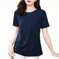 thumbnail image 2 of Sevevn Women's Fashionable Retro Embroidered Round Neck Five Quarter Sleeved Short Sleeved Blouse Beach Vacation Clothes for Women Blue XXL, 2 of 4