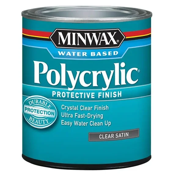 Minwax Polycrylic Protective Finish, Clear Satin, Clear, 1/2 Pint