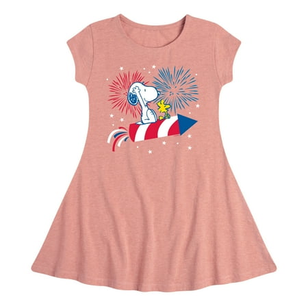 

Peanuts - Snoopy And Woodstock Fireworks - Toddler & Youth Girls Fit & Flare Dress