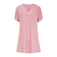 thumbnail image 4 of Ashirexll Summer Dresses for Women Midi Dresses Women's Solid Color Short Sleeve V-Neck Pleated Batball Sleeve Dress, 4 of 6