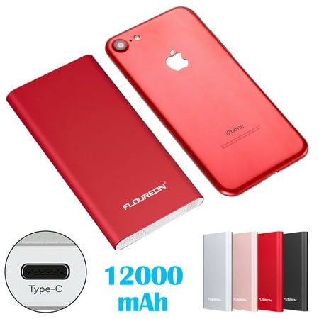 Floureon 12000 Portable Charger, Compact 12000mAh Dual USB 2.1A Output Lightweight External Battery Pack, Ultra Portable Phone Chargers Power Bank for iPhone, iPad, Samsung Galaxy (Best Compact Portable Charger)