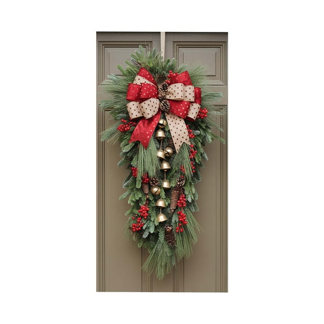 Ice Silk Christmas Door Cover with 4 Ropes Festive Holiday Door Decoration for Home and Shop Christmas Decor Easy Install Polyester Material