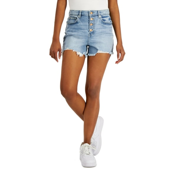 Vanilla Star Juniors' Exposed Button Denim Shorts Denim Marius 0