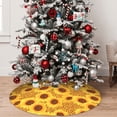 thumbnail image 4 of KLL 48" Christmas Tree Skirt Yellow Leopard Print Sunflower Xmas Tree Skirts Mat for New Year Xmas Holiday Party Indoor Outdoor Home Decoration, 4 of 5