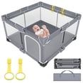 thumbnail image 1 of Parque infantil plegable de 127 x 127 cm, para bebés y niños pequeños con paredes de malla transpirable, ideal para interiores y exteriores, con bolsa de viaje, Gris, 1 of 9