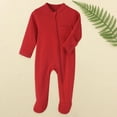 thumbnail image 4 of GCETTIC Baby Gender Neutral Zip Front Footed Sleep N Play Pajamas, Sizes Preemie Red 9-12Month, 4 of 9