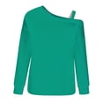 thumbnail image 5 of FAIWAD Women's Off The Shoulder Strap Asymmetrical Tops Long Sleeve Solid Color Trendy Pullover Tops, 5 of 5