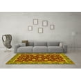 thumbnail image 3 of Ahgly Company Machine Washable Indoor Round Oriental Yellow Modern Area Rugs, 5' Round, 3 of 4