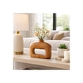 thumbnail image 2 of Rectangular Hollow Vase for Living Room Decor - Handcrafted Mango Wood Boho Home Decor Flower Vase for Table or Office Display - Open Cutout Display for Bedroom Vanity and House - 7", Brown, 2 of 15