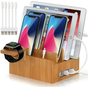 BEEBO BEABO Bamboo Charging Station for Multiple Devices, Wood Holder Docking Stand, Cell Phone Charging Stations