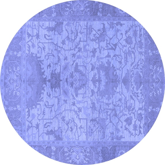 Ahgly Company Indoor Round Oriental Blue Traditional Area Rugs, 4' Round