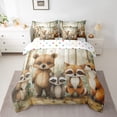 thumbnail image 2 of Feelyou Cute Raccoon Bear Bedding Comforter Set 7 Pieces, Rustic Fox Squirrel Full Bedding Set, Kawaii Jungle Animals Reversible Fitted Sheet Flat Sheet, Breathable Home Decor, 2 of 8