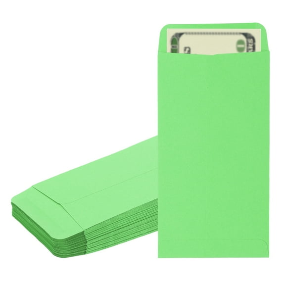Uxcell Money Envelope, 50 Pcs 6.5" x 3.5" Cash Holder for Checks Coins, Deep Green