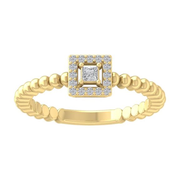 Araiya Fine Jewelry 10K Yellow Gold Princess and Round shape Lab Grown Diamond Promise Ring ( 1/6 cttw, D-F Color, VS Clarity) Size 8