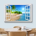 thumbnail image 3 of wall26 Canvas Print Wall Art - Window Frame Style Wall Art - Beautiful Tropical Beach with White Sand,Clear Sea and Palm Trees Under Blue Sunny Sky - 24" x 36", 3 of 5