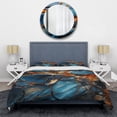 thumbnail image 3 of Designart "Marble Mosaic Agate in Gold and Blue Tones IV" Abstract Bedding Covert Set - Abstract Gold Modern Bed Set With 2 Shams, 3 of 5