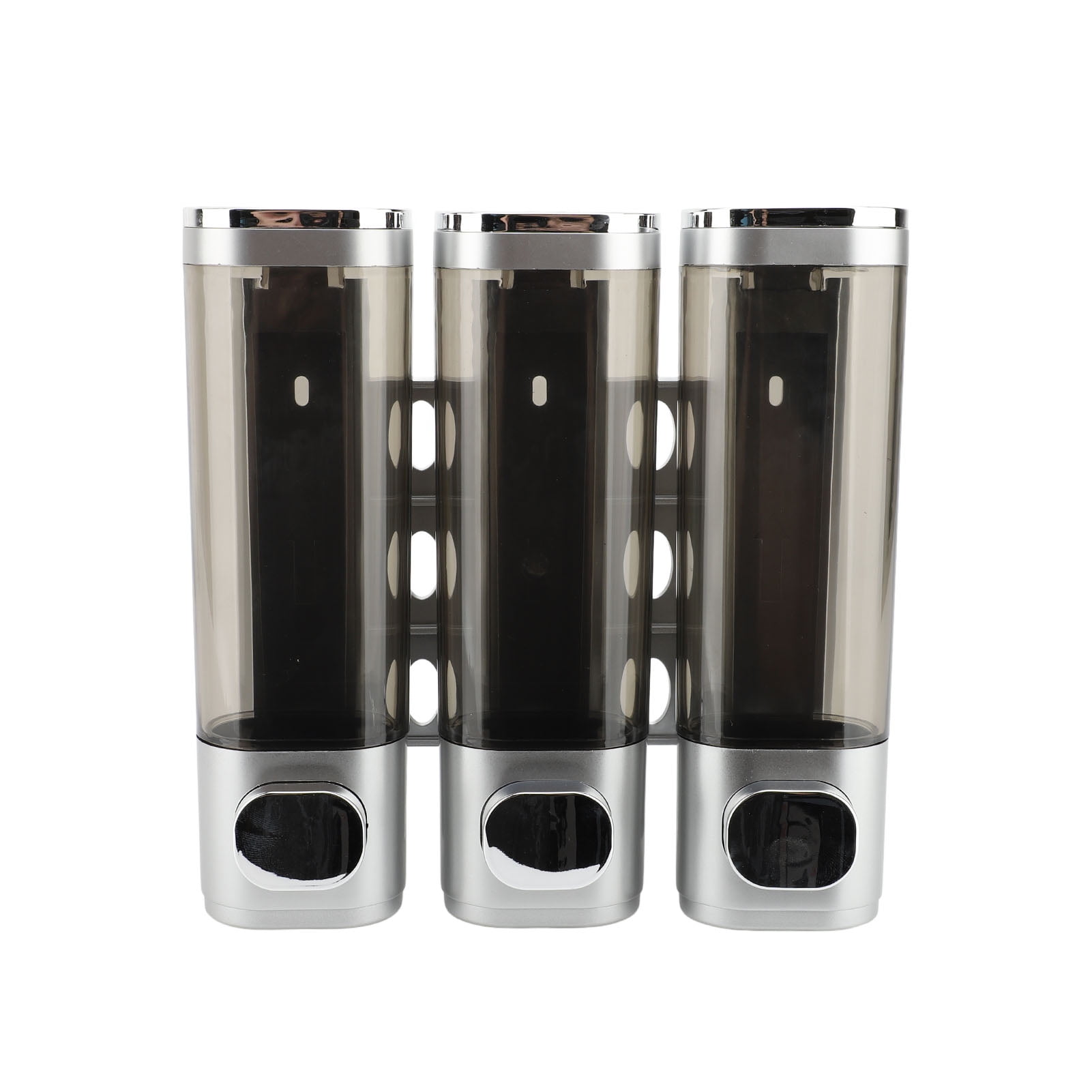 3 in 1 300ml Press Liquid Soap Dispenser Wall Mount Bathroom Shower Shampoo Hair Conditioner Container Silver