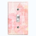 thumbnail image 1 of Metal Light Switch Plate Cover Romantic Paris Eiffel Tower Pink Cloud Letter PRS001, 1 of 13