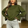thumbnail image 4 of ClodeEU Women's Crew Neck Elastic Waist Cropped Sweatshirt,Ruffle Flare Long Sleeve Casual Pullover Tops ,Women's Plus L, 4 of 7