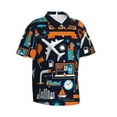 thumbnail image 2 of Kll Men'S Hawaiian Shirt Short Sleeve Button Down Beach Shirts-Creative Transport, 2 of 8